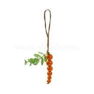 Easter Wood Beaded Pendants Decorations, Hemp Rope Hanging Decorations, Carrot Shape, Dark Orange, 215mm(HJEW-A007-02A)