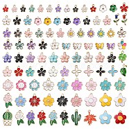 100Pcs 100 Style Alloy Enamel Charms, Mixed Shapes, Mixed Color, 10.5~25.5x9~17.5x1.5~5mm, 1pc/style(ENAM-YW0002-52)