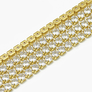 Brass Cubic Zirconia Chains, Cubic Zirconia Cup Chain, Lead Free & Nickel Free, Raw(Unplated), 2.5mm, about 14.3 Feet(4.36m)/bundle, 1440pcs/bundle(CHC-N014-03-A-FF)