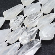Natural Quartz Crystal Beads Strands, Faceted, teardrop, 26~41x12~20mm, Hole: 2mm, about 10~11pcs/strand, 15.7 inch(40cm)(G-F531-K05)