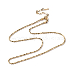 201 Stainless Steel Rope Chain Necklace for Men Women, Real 18K Gold Plated, 17.91 inch(45.5cm)(NJEW-P268-A30-2X5)