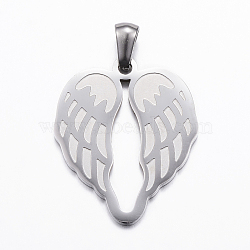 304 Stainless Steel Pendants, Wing, Stainless Steel Color, 26.5x22x1.5mm, Hole: 3x5mm(STAS-K162-008P)