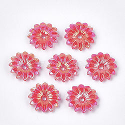 Opaque AS Plastic Bead Caps, Pearlized, Flower, Crimson, 32x32x7mm, Hole: 4mm, about 350pcs/500g(MACR-S365-05A)