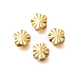 Brass Beads, Real 18K Gold Plated, Flower, 4.5x5x2.5mm, Hole: 1.2mm(KK-Z092-01F-G)