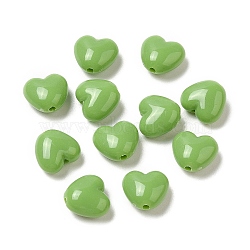 Opaque Acrylic Beads, Heart, Lime Green, 9x9.5x5.5mm, Hole: 1.5mm, about 1650pcs/500g(OACR-C016-32B)