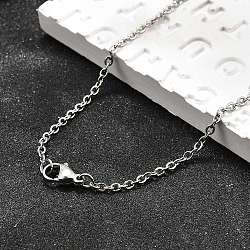 Non-Tarnish 304 Stainless Steel Cable Chain Necklace for Men Women, Stainless Steel Color, 19.69 inch(50cm)(STAS-L164A-01P-B)