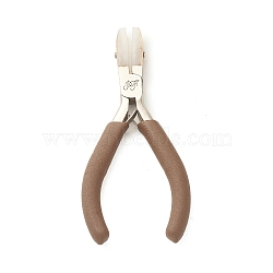 Iron Jewelry Pliers, Flat Nose Pliers, with Detachable Jaw Cover, Camel, 12.9x5.5x1.05cm(PT-F005-09)