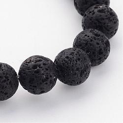 Natural Lava Rock Beads Strands, Black, Round, 8mm, Hole: 1mm, about 47pcs/strand, 15 inch(G434-1)