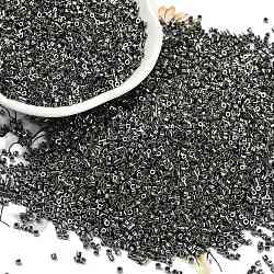 Electroplate Glass Seed Beads, Iris, Cylinder, Gray, 1.6x1.3mm, Hole: 0.8mm, about 60000pcs/pound(SEED-H003-10D)