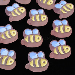 Transparent Acrylic Beads, with Enamel, Frosted, Bee, Plum, 23.5x26x9mm, Hole: 3mm(X-MACR-S374-06B-06)