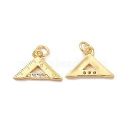 Rack Plating Brass Micro Pave  Cubic Zirconia Pendants, Cadmium Free & Lead Free, with Jump Rings, Triangle, Real 18K Gold Plated, 11.5x17x2mm, Hole: 3mm(KK-B068-03G)