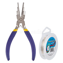 DIT Jewelry Kits, with Carbon Steel Round Nose Pliers and Craft Copper Wire, Purple, 14.5x7.9x1.3cm, 20 Gauge, 0.8mm, 2pcs/set(DIY-BC0011-22)