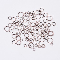 Iron Double Split Rings, Double Loops Jump Rings, Mixed Size, Nickel Free, Red Copper, about 4~10mm in diameter(IFIN-MSMC007-2R-NF)