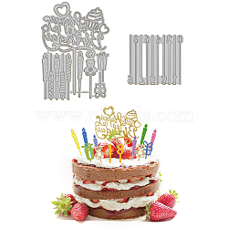 Birthday Cake Topper Theme Carbon Steel Cutting Dies Stencils, for DIY Scrapbooking, Photo Album, Decorative Embossing Paper Card, Stainless Steel Color, Tool, 61~119x68~83x0.8mm, 2pcs/set(DIY-WH0309-1509)