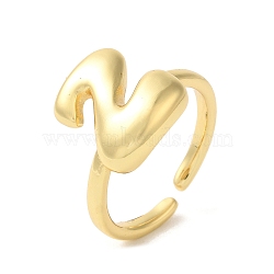 Brass Open Cuff Rings, for Women, Lead Free & Cadmium Free, Real 18K Gold Plated, Letter Z, 12.5mm, Adjustable(RJEW-U008-06Z-G)