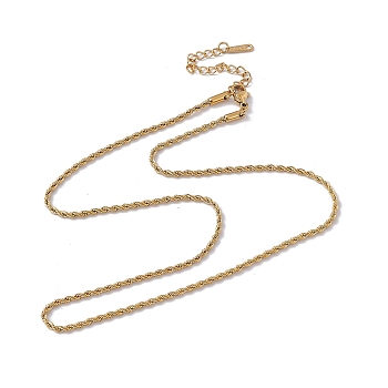 201 Stainless Steel Rope Chain Necklace for Men Women, Real 18K Gold Plated, 17.91 inch(45.5cm)