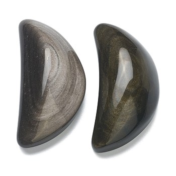 Natural Golden Sheen Obsidian Display Decorations, Moon, 78x34~36x23~24mm