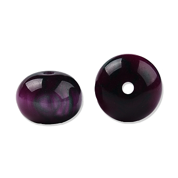 Resin Beads, Imitation Gemstone, Flat Round, Purple, 16x11mm, Hole: 2.1~2.3mm