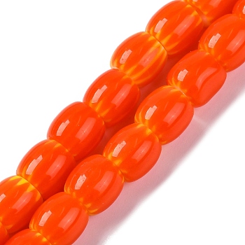 Handmade Lampwork Beads Strands, Rarrel, Tomato, 8x7.5mm, Hole: 1.2mm, about 47pcs/strand, 14.69''(37.3cm)