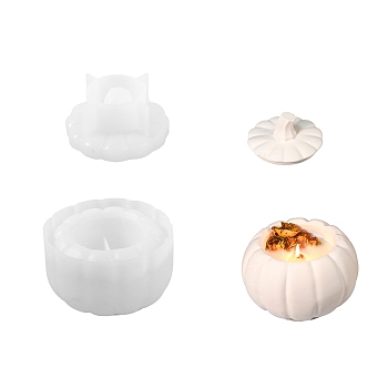 DIY Silicone Storage Box Molds, Silicone Molds, Resin Casting Molds, Halloween Pumpkin, White, 100x63mm, Inner Diameter: 53mm