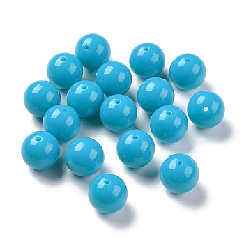 Fluorescence Chunky Acrylic Beads, Round, Dodger Blue, 20mm, Hole: 2~3mm, about 105pcs/500g