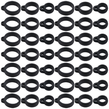 66Pcs 3 Style Silicone Pendant, for Electronic stylus & Lighter Making, Ring, Black, 16~29x12~24.5x6~7mm, Hole: 3mm, Inner Diameter: 8~20.5mm, 22pcs/style