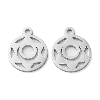 Chakra Theme 304 Stainless Steel Charms, Manual Polishing, Svadhisthana Chakra, Stainless Steel Color, 14.5x12x1mm, Hole: 1.6mm