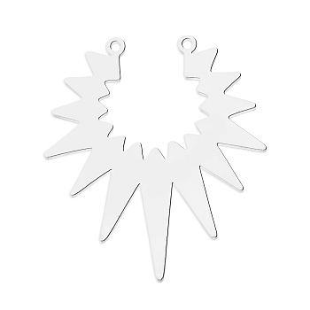 201 Stainless Steel Pendant Links, Laser Cut, Sun, Stainless Steel Color, 37.5x32.5x1mm, Hole: 1.6mm