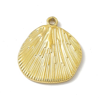 304 Stainless Steel Pendants, Shell Charm, Golden, 18x16.5x2mm, Hole: 1.4mm