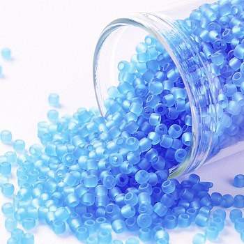 TOHO Round Seed Beads, Japanese Seed Beads, (3BF) Transparent Frost Medium Aquamarine, 11/0, 2.2mm, Hole: 0.8mm, about 5555pcs/50g