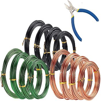 DIY Jewelry Kits, with Aluminum Wire and Iron Side-Cutting Pliers, Mixed Color, 1.5mm/2mm/2.5mm/3mm, 5m/roll, 12rolls/box