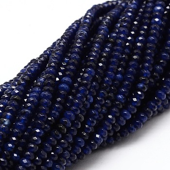 Dyed Natural Malaysia Jade Rondelle Beads Strands, Faceted, Dark Blue, 4x2~3mm, Hole: 1mm, about 115pcs/strand, 14 inch