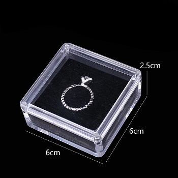 Transparent Acrylic Jewelry Gift Box with Magnetic Clasps, Square, Clear, 6x6x2.5cm