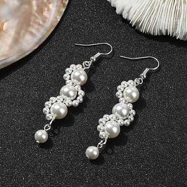 Shell Pearl Beaded Dangle Stud Earrings(EJEW-TA00341)-2