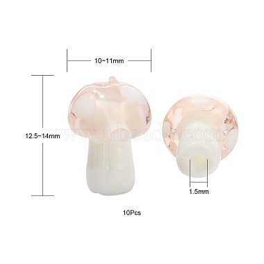 10Pcs Mushroom Handmade Lampwork Beads(LAMP-YW0001-08C)-4