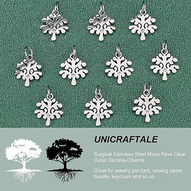 Unicraftale 10Pcs Eco-Friendly 316 Surgical Stainless Steel Micro Pave Clear Cubic Zirconia Charms(RB-UN0001-05P)-4