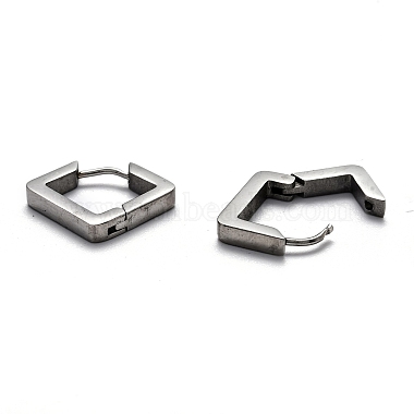 304 Stainless Steel Rhombus Huggie Hoop Earrings(STAS-J033-08P)-3