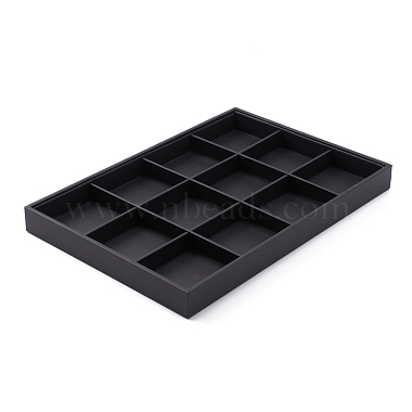 Stapelbare Holz Display Tabletts durch schwarze Kunstleder bezogen(PCT106)-4