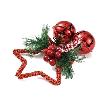 Étoile de Noël en plastique avec décorations à pendentif cloche(AJEW-S088-01A)-3