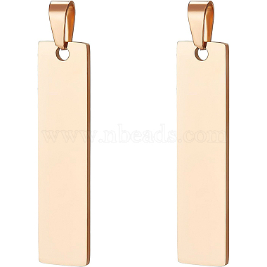 Rose Gold Rectangle 304 Stainless Steel Pendants