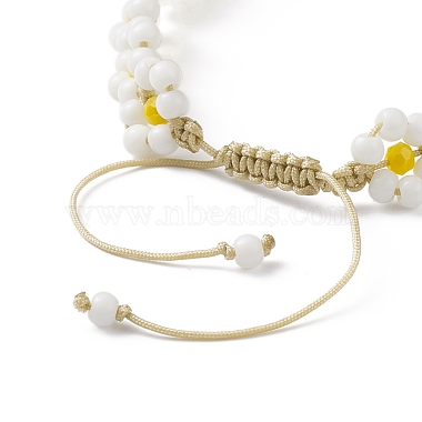 Bracelet en perles de verre tressées fleur(BJEW-TA00169)-5