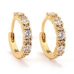 Real 18K Gold Plated Brass Cubic Zirconia Huggie Hoop Earrings, Hinged Hoop Earrings for Women, Lead Free & Cadmium Free & Nickel Free, Clear, 9 Gauge, 14x3mm, Pin: 1mm(EJEW-C012-08C)