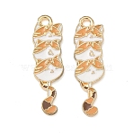 Alloy Enamel Pendants, Cat Shape Charms, Golden, Peru, 30x9x1.5mm, Hole: 1.8mm(ENAM-A013-01B-G)