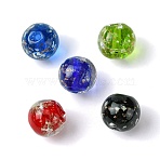 Luminous Handmade Gold Sand Lampwork Beads, Glow in the Dark, Round, Mixed Color, 14.5x13mm, Hole: 2mm(X-FOIL-B001-07)