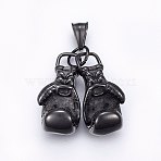 304 Stainless Steel Pendants, Boxing Gloves, Gunmetal, 40x17~35x15mm, Hole: 9x5mm(STAS-O103-02B)