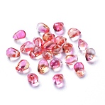 Transparent Glass Charms, Dyed & Heated, Faceted, Teardrop, Cerise, 6x5.5x6.5mm, Hole: 0.8mm(GLAA-O017-02F)