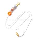 Alloy and Silicone and Stainless Steel Pendant Decorations, Dark Orange, 495mm(HJEW-JM03021-03)