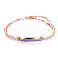 SHEGRACE Brass Bangles, with Grade AAA Cubic Zirconia and Austrian Crystal, Rose Gold, 6 inch(15cm)(JB25F)
