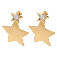 Titanium Steel Stud Earrings for Women, Star, Real 18K Gold Plated, 44x35.5mm(EJEW-C110-06G)