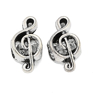 Tibetan Style Alloy Beads, Large Hole Beads, Musical Note, Antique Silver, 18x9x6mm, Hole: 4.5mm(PALLOY-S079-131AS)